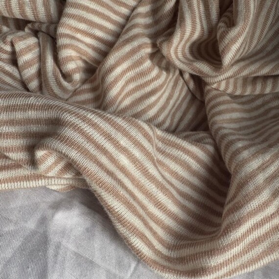 Striped Knit linen jersey fabric by the yard