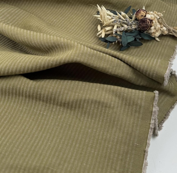 Striped linen fabric by the yard