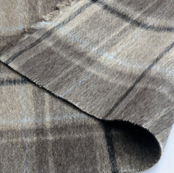 Plaid Llama wool fabric by the yard