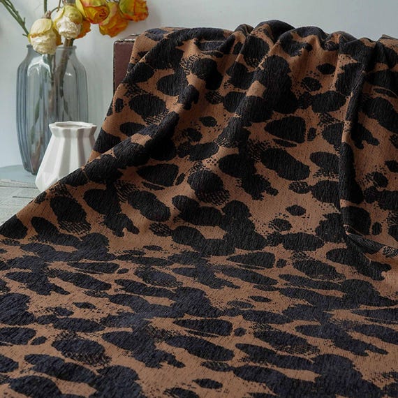 Leopard Cheetah Animal Pattern Jacquard brocade fabric by the yard