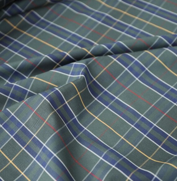 Plaid cotton fabric by the yard