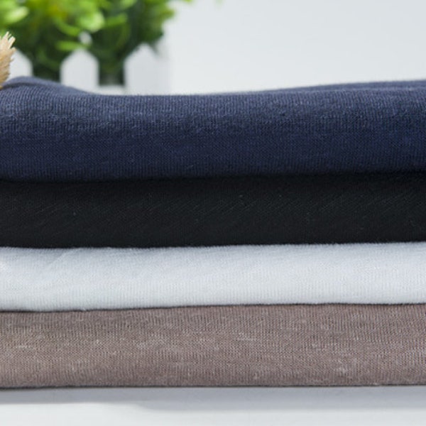 Multi color options Knit linen cotton jersey fabric by the yard