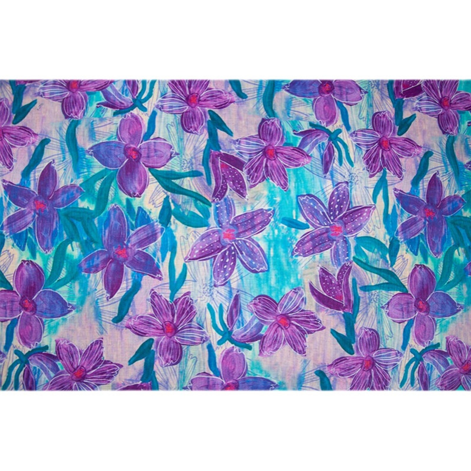 Print floral linen fabric by the yard Etsy