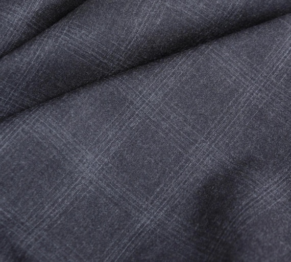 Italian Fabric Plaid Worsted Wool fabric by the yard for Suiting