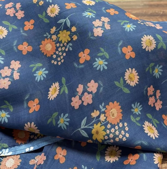 Floral Print ramie fabric by the yard