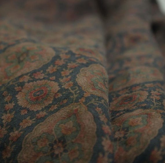 Print floral linen fabric by the yard