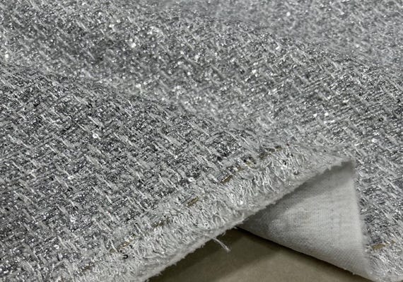 Silver Tweed fabric by the yard