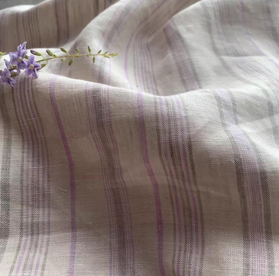 Striped Linen fabric by the yard