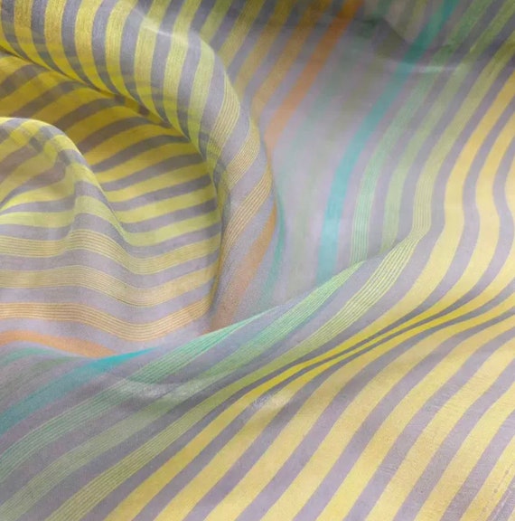 Striped silk linen fabric by the yard