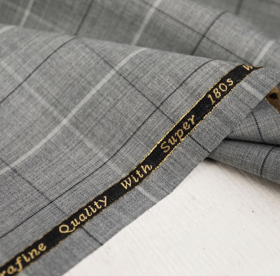 Plaid Worsted Wool fabric by the yard