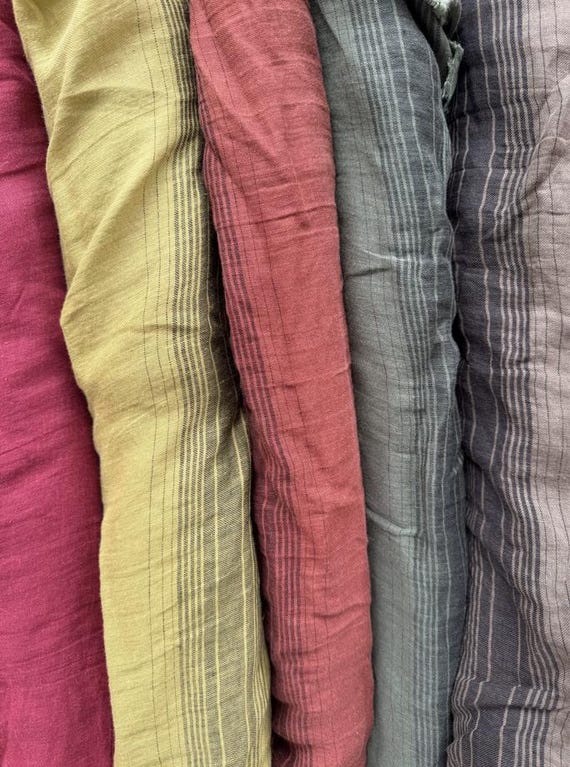 Striped linen fabric by the yard
