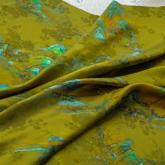 Jacquard print floral viscose fabric by the yard
