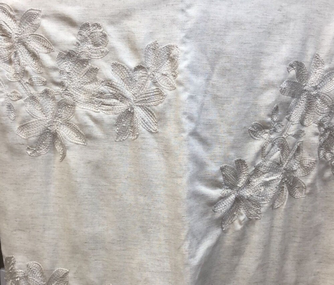Embroidery embroidered linen fabric by the yard Etsy