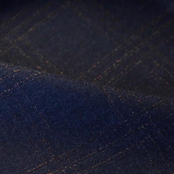 Plaid worsted wool fabric by the yard