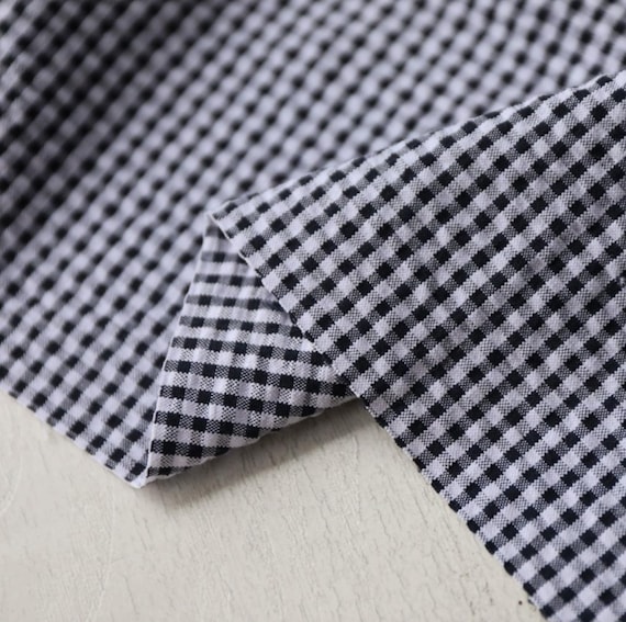 Plaid Textured cotton fabric by the yard