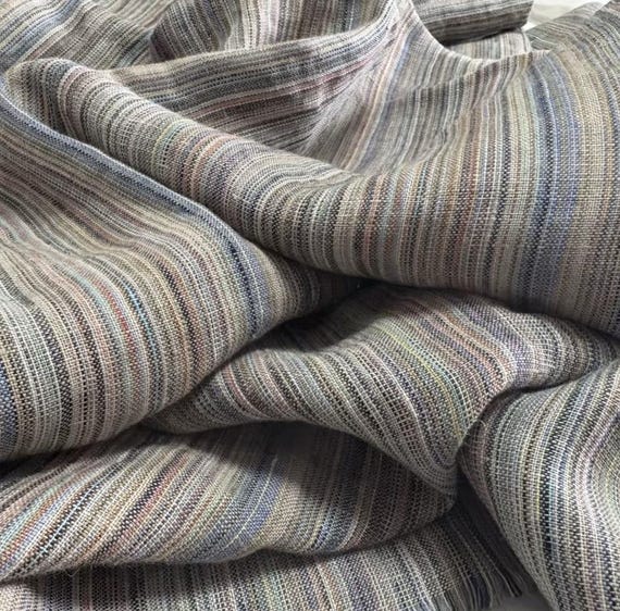 Striped linen fabric by the yard
