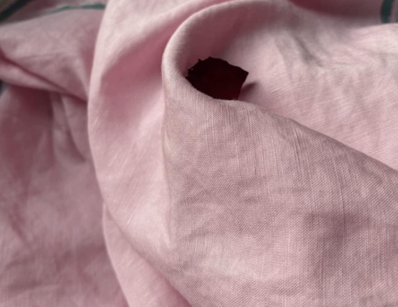 Pink linen fabric by the yard