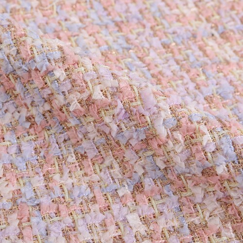 Viscose Pink Tweed Fabric by the Yard Italian Apparel Plaid Etsy
