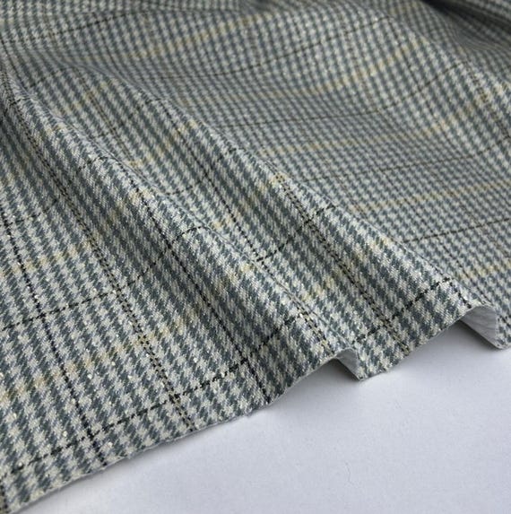 Houndstooth plaid wool fabric by the yard