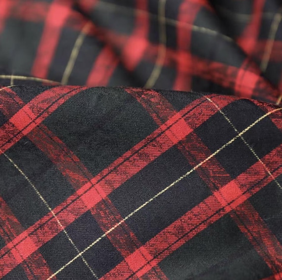 Plaid cotton fabric by the yard