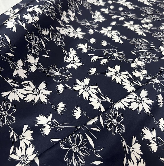 Floral silk fabric by the yard