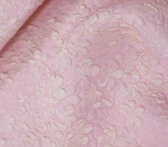 Shimmery embossed jacquard silk fabric by the yard