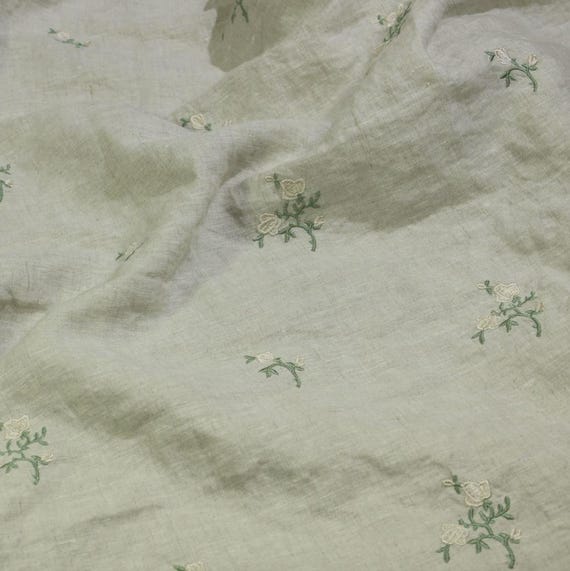 Embroidery linen fabric by the yard