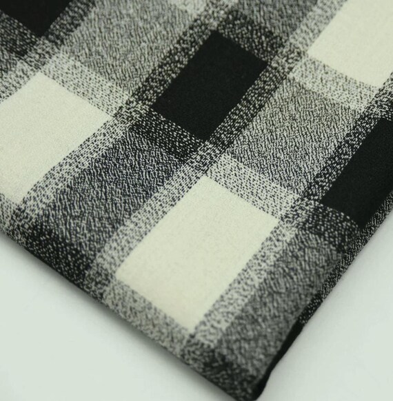 Plaid Crepe Worsted Wool fabric by the yard