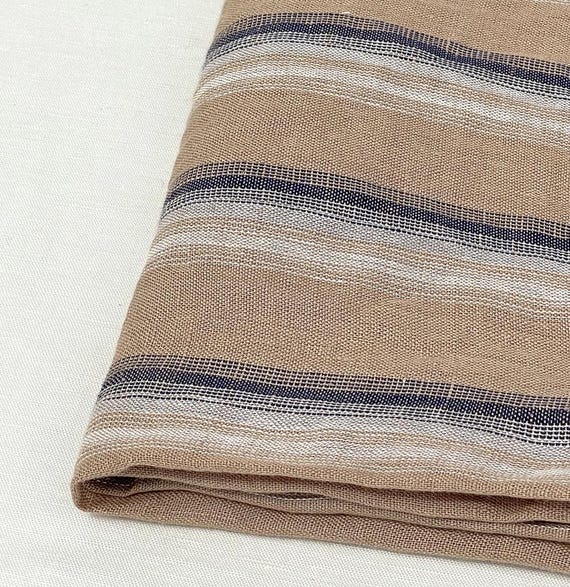Striped linen fabric by the yard