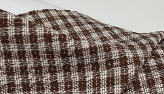 Brown plaid fabric by the yard