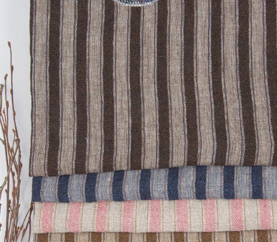 Yarn Dyed Striped Linen Fabric by the yard, Multiple Colors Available