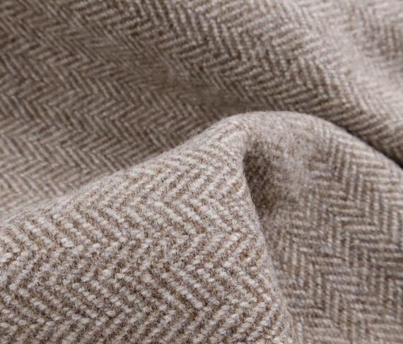 Herringbone wool fabric by the yard