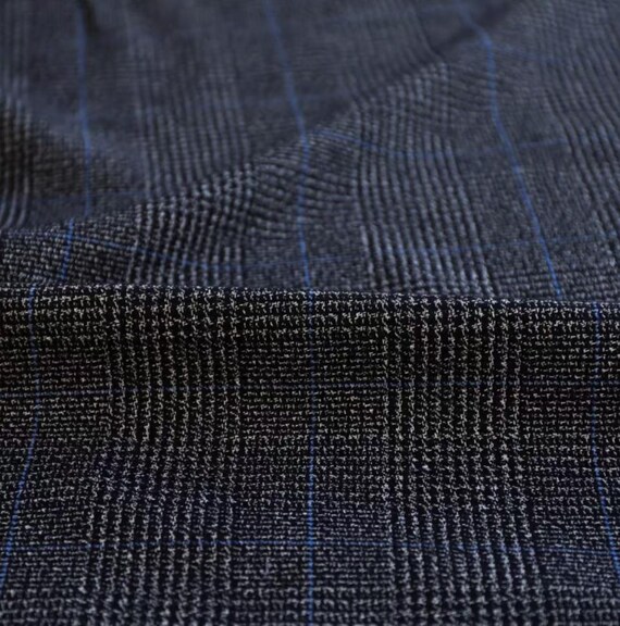 Plaid wool fabric by the yard