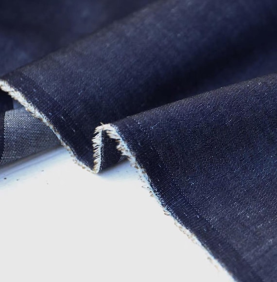 Denim Linen cotton fabric by the yard