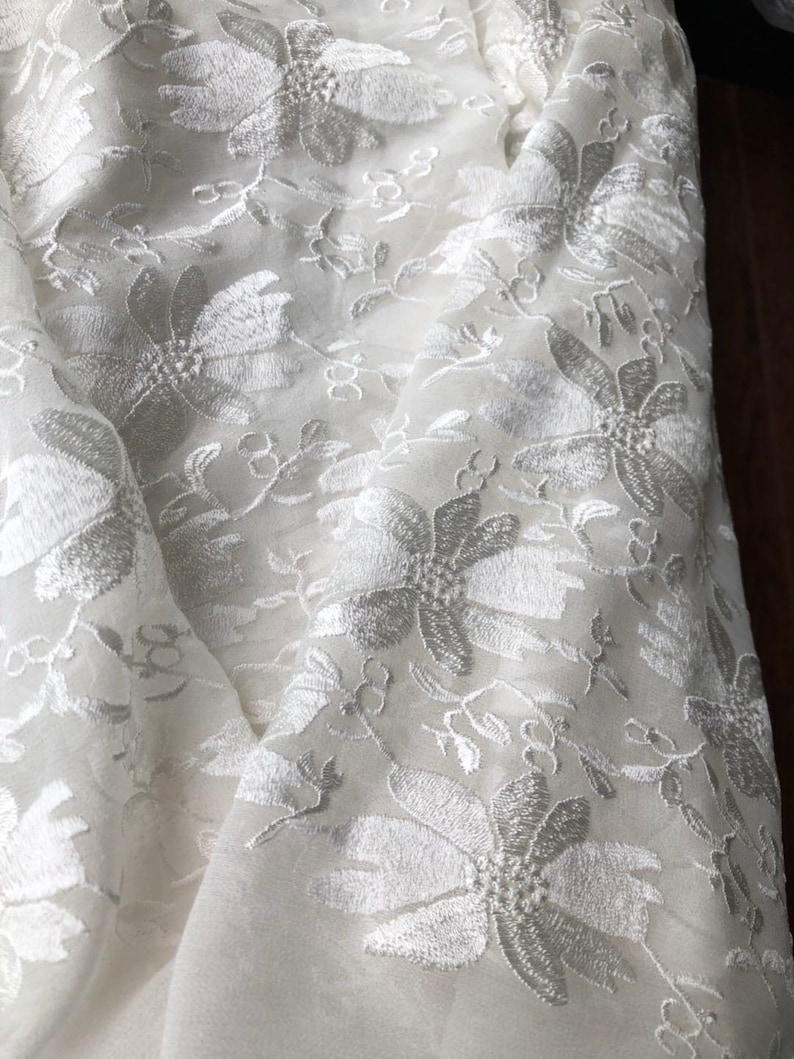 Embroidery silk fabric embroidered silk fabric by the yard Etsy