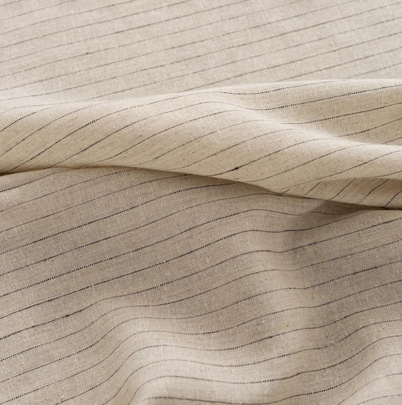 Striped linen fabric by the yard