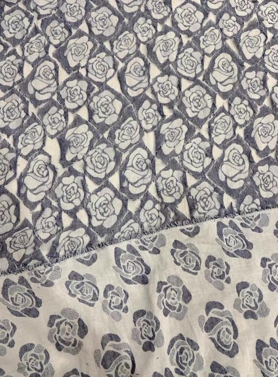 Jacquard Floral Linen Cotton Fabric By The Yard