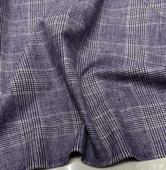 Plaid worsted wool fabric by the yard