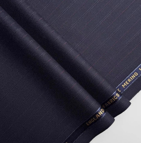 Striped Worsted wool fabric by the yard