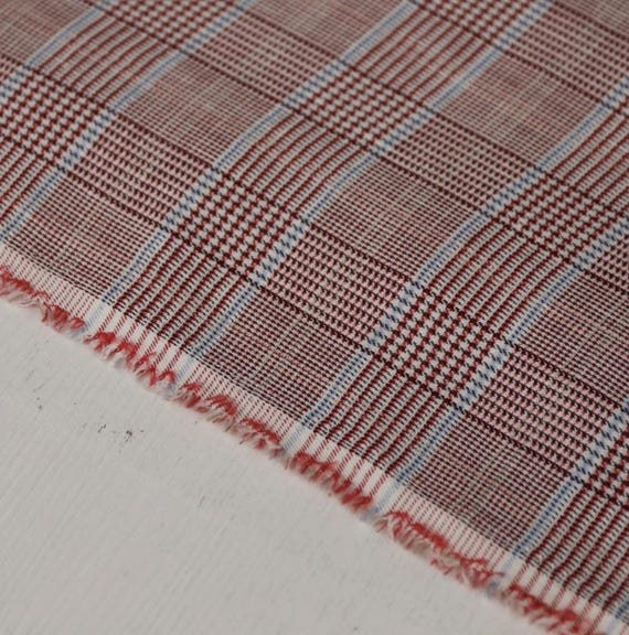 Plaid linen fabric by the yard