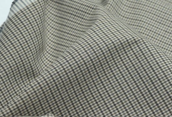 Plaid linen cotton fabric by the yard