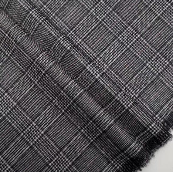 Plaid Worsted Wool fabric by the yard SUITING Fabric