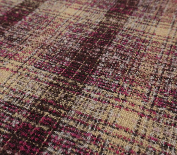 Plaid Wool Fabric by the Yard, Checkered Material