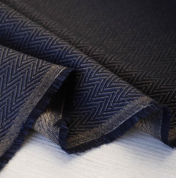 Silk Wool Fabric, Herringbone Worsted Wool Fabric by the yard