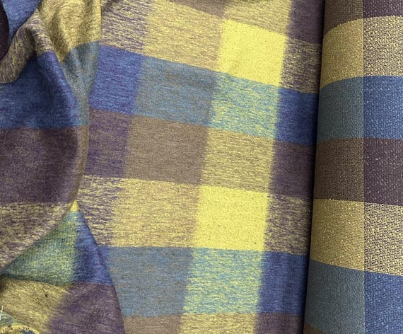 Plaid mohair wool fabric by the yard