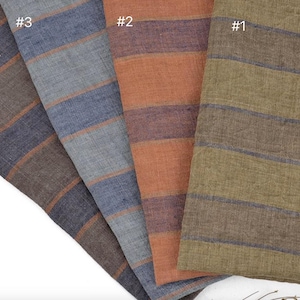 Striped linen fabric by the yard