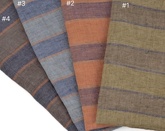 Striped linen fabric by the yard