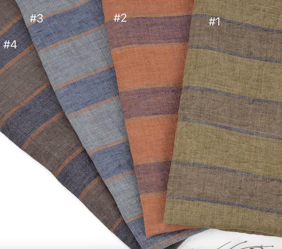 Striped linen fabric by the yard