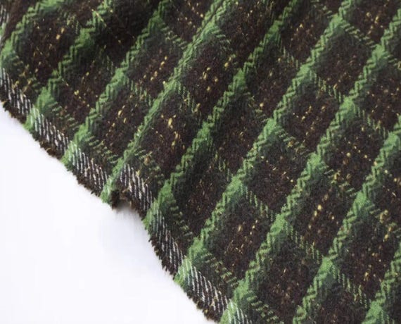 Plaid Wool fabric by the yard