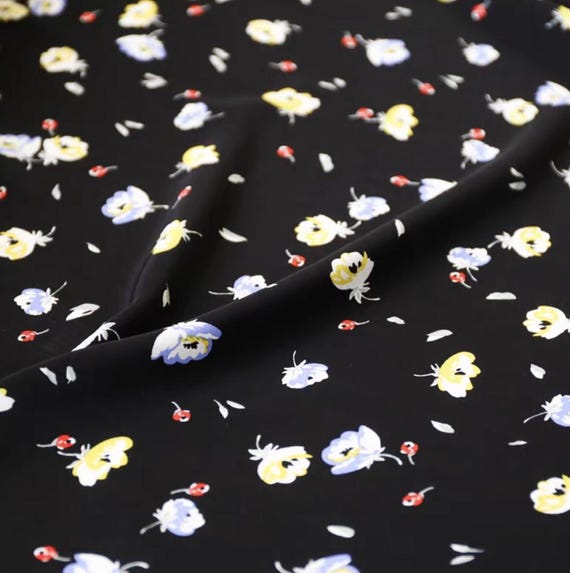 Floral viscose cotton fabric by the yard